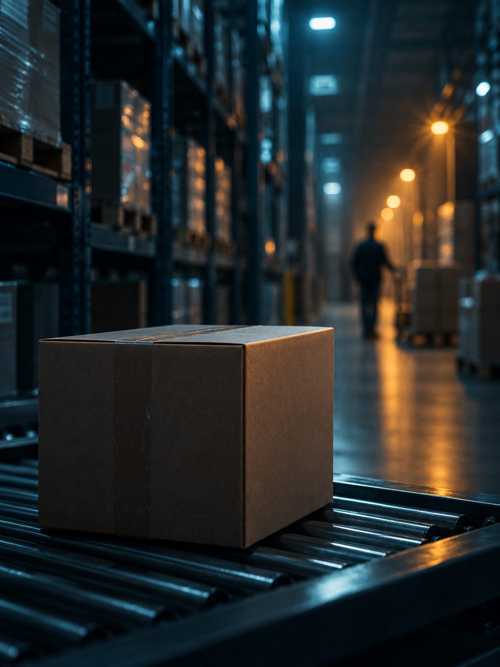 A sealed medicine carton in a distribution warehouse